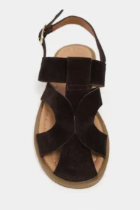 Nisantasi Shoes Vendy DARK Brown Suede Leather Flat Sole Arched Women Sandals Shoes - Image 4