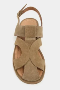 Nisantasi Shoes Vendy ROME BEIGE Suede Leather Flat Sole Arched Women Sandals Shoes - Image 4