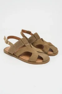 Nisantasi Shoes Vendy ROME BEIGE Suede Leather Flat Sole Arched Women Sandals Shoes - Image 6