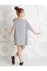 MSHB&G Gray Swan Single Arm Girls' Summer Combed Cotton Dress - Image 2