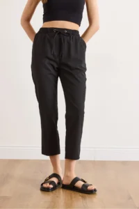 Olalook Women's Black Elastic Waist Pocket Woven Trousers - Image 5