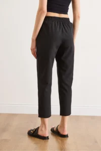 Olalook Women's Black Elastic Waist Pocket Woven Trousers - Image 6