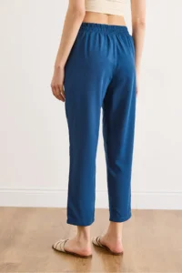 Olalook Women's Indigo Elastic Waist Pocket Woven Trousers - Image 6
