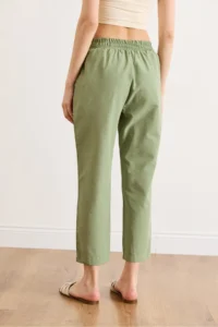 Olalook Women's Khaki Elastic Waist Pocket Woven Trousers - Image 6