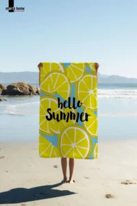 Marte Home HELLO SUMMER Lemon Printed Colorful Beach Towel - Image 2