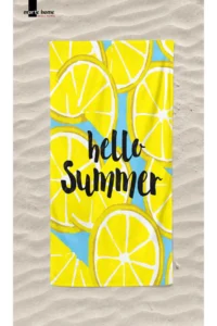 Marte Home HELLO SUMMER Lemon Printed Colorful Beach Towel - Image 3