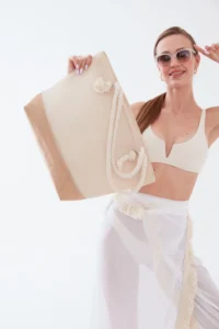 MENUSE ÇANTA Women Beach Bag Tulle Net - Image 3