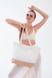 MENUSE ÇANTA Women Beach Bag Tulle Net