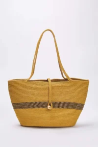SHOES Camel Color Bloklu with cover Wicker Women Medium Size Shoulder Bag