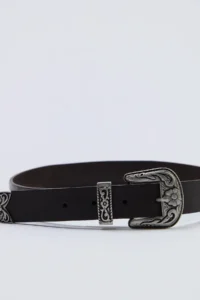Siedres x Trendyolmilla Dark Brown GENUINE Leather Embroidery Detailed Antik with buckle Women Belt - Image 3