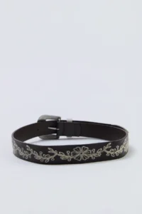 Siedres x Trendyolmilla Dark Brown GENUINE Leather Embroidery Detailed Antik with buckle Women Belt - Image 4