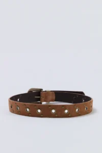Siedres x Trendyolmilla Tan GENUINE Leather eyelet Detailed Antik with buckle Women Belt - Image 4