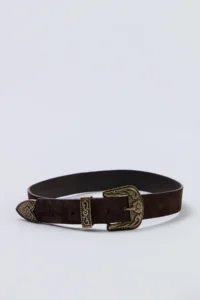 Siedres x Trendyolmilla Dark Brown GENUINE Leather Antik with buckle Women Belt - Image 2