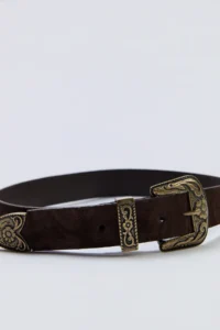 Siedres x Trendyolmilla Dark Brown GENUINE Leather Antik with buckle Women Belt - Image 3