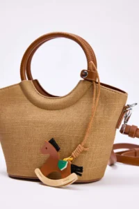 SHOES Teen Beige Charm Detailed Women Mini Size Shoulder Bag - Image 7