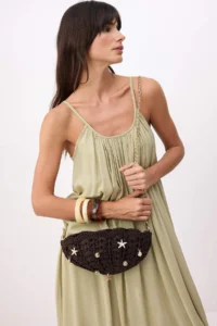 SHOES Dark Brown Wicker Mini Size Women Shoulder Bag