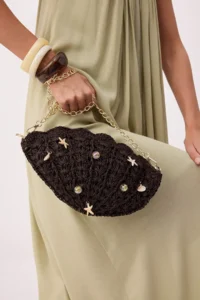 SHOES Dark Brown Wicker Mini Size Women Shoulder Bag - Image 2