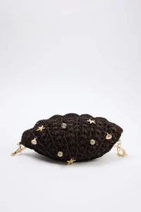SHOES Dark Brown Wicker Mini Size Women Shoulder Bag - Image 3