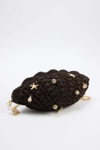 SHOES Dark Brown Wicker Mini Size Women Shoulder Bag - Image 4