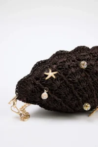 SHOES Dark Brown Wicker Mini Size Women Shoulder Bag - Image 5