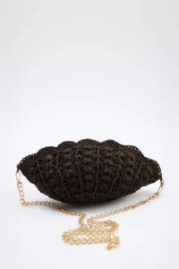 SHOES Dark Brown Wicker Mini Size Women Shoulder Bag - Image 6