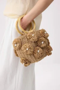 SHOES Camel Wicker Mini Size Women Shoulder Bag - Image 2