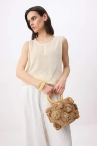SHOES Camel Wicker Mini Size Women Shoulder Bag - Image 3