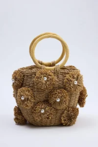 SHOES Camel Wicker Mini Size Women Shoulder Bag - Image 4