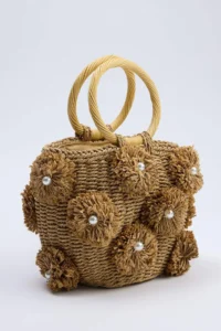 SHOES Camel Wicker Mini Size Women Shoulder Bag - Image 5