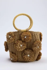 SHOES Camel Wicker Mini Size Women Shoulder Bag - Image 7