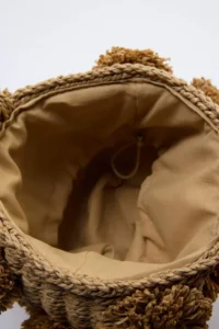 SHOES Camel Wicker Mini Size Women Shoulder Bag - Image 8