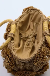 SHOES Camel Wicker Mini Size Women Shoulder Bag - Image 9