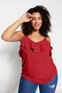 Trendyol Curve Red Adjustable Sleeveless Weaving with flywheel Yaka Plus Size Blouse