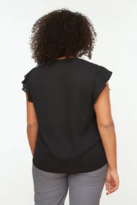 Trendyol Curve Black Weaving Button Detailed Blouse - Image 5