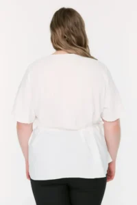 Trendyol Curve Ecru Weaving V-neck tied up Blouse - Image 5
