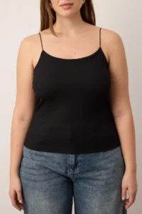 Trendyol Curve Black Spagetti Sleeveless Crop Ribbed Knitting Plus Size Blouse - Image 3