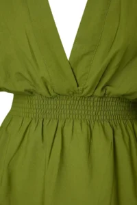 Trendyol Curve Oil Green Double breasted Yaka Ruffled Skirt Weaving Plus Size Beach Dress - Image 2