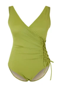 Trendyol Curve Oil Green Double breasted Binding Detailed Plus Size Swimsuit - Image 4