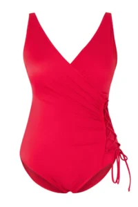 Trendyol Curve Pomegranate Blossom Double breasted Binding Detailed Plus Size Swimsuit - Image 4