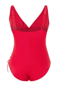 Trendyol Curve Pomegranate Blossom Double breasted Binding Detailed Plus Size Swimsuit - Image 6