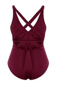 Trendyol Curve Burgundy Belde Cut Out Mesh/Tulle Detailed Plus Size Swimsuit - Image 5