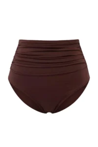 Trendyol Curve Brown High Waist Corseted Shirring Detailed Shaping Plus Size Bikini Bottom - Image 4