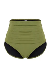 Trendyol Curve Oil Green High Waist Corseted Shirring Detailed Shaping Plus Size Bikini Bottom - Image 4