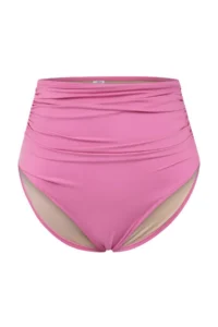 Trendyol Curve Pink High Waist Corseted Ruffle Detailed Shaping Plus Size Bikini Bottom - Image 4