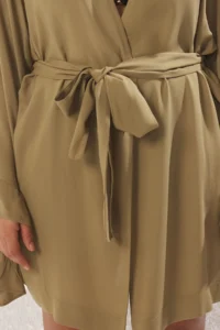 Trendyol Curve Khaki Kolu Frilly with flywheel Viscose beachwear Weaving Plus Size Kimono&Kaftan - Image 3