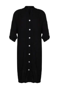 Trendyol Curve Black Midi Size Apolet Detailed Weaving Plus Size Beach Dress - Image 7