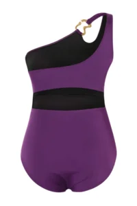 Trendyol Curve Purple One Shoulder Accessory Detailed Plus Size Swimsuit - Image 6
