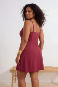 Trendyol Curve Burgundy Square Neck Etekli Plus Size Swimsuit - Image 4