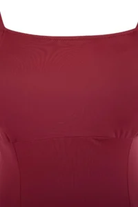 Trendyol Curve Burgundy Square Neck Etekli Plus Size Swimsuit - Image 6