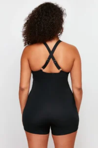 Trendyol Curve Black Cowl Neck Color Bloklu OF shorts Plus Size Swimsuit - Image 6